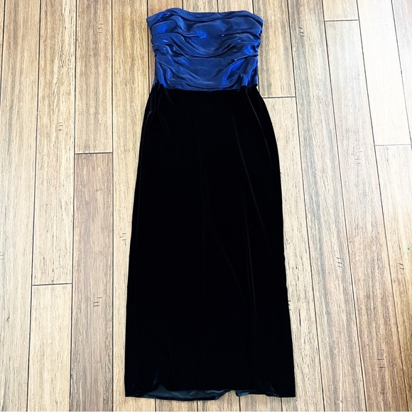 Vintage Jessica McClintock Gunne Sax Velvet Maxi Dress 10 Purple Black Gown - Picture 13 of 13